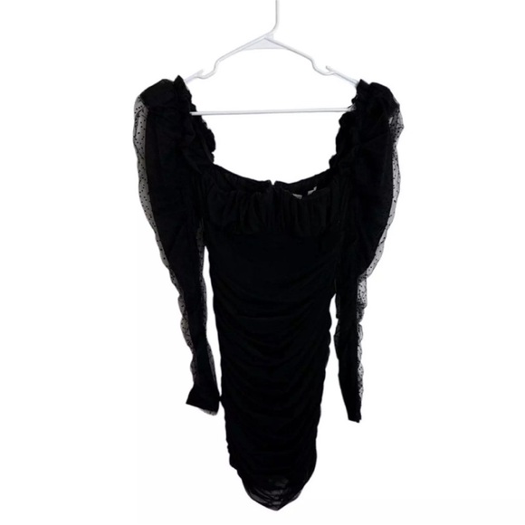 House of CB Elegant Black Long Sleeve Mini Dress Size S - Picture 5 of 12